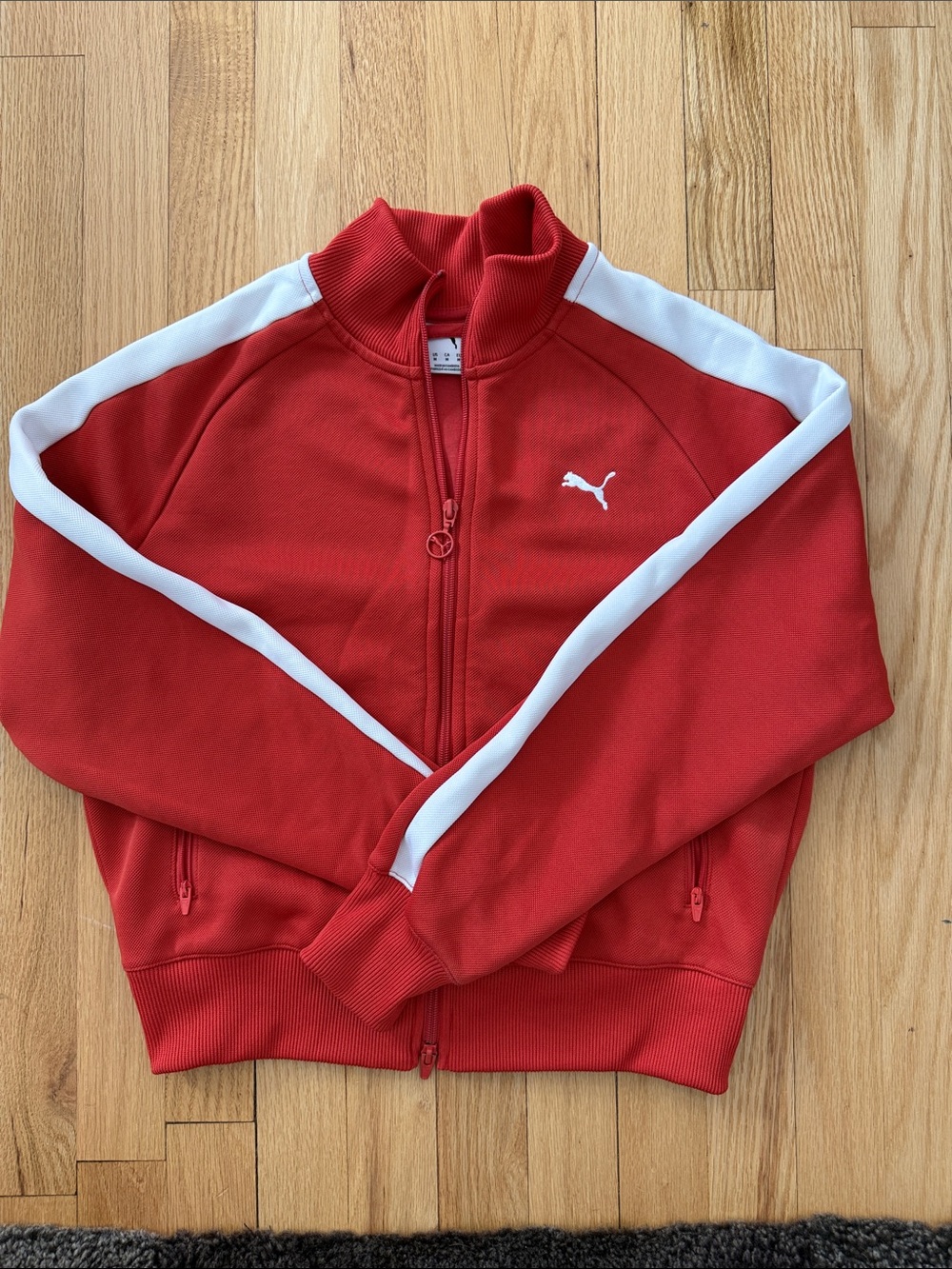 Puma Orange/Red Track Jacket with White Shoulder Stripes